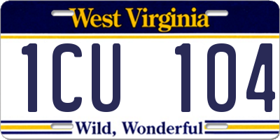 WV license plate 1CU104