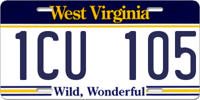 WV license plate 1CU105