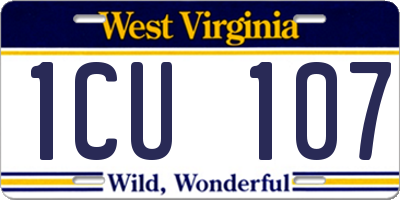 WV license plate 1CU107