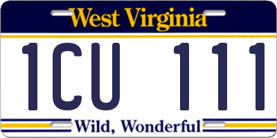 WV license plate 1CU111