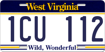 WV license plate 1CU112