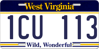 WV license plate 1CU113