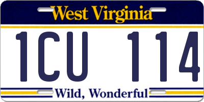 WV license plate 1CU114