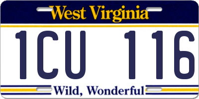 WV license plate 1CU116