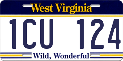 WV license plate 1CU124