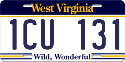 WV license plate 1CU131