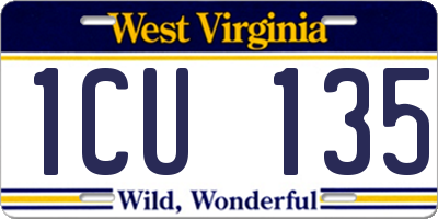 WV license plate 1CU135