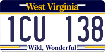 WV license plate 1CU138