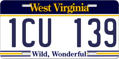 WV license plate 1CU139