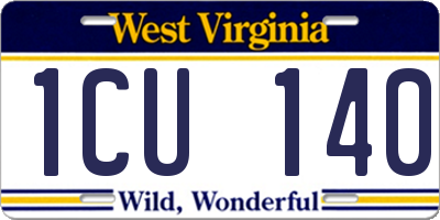 WV license plate 1CU140