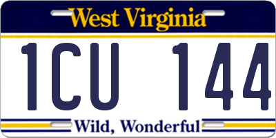 WV license plate 1CU144