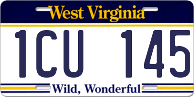 WV license plate 1CU145