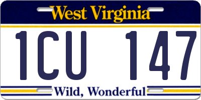 WV license plate 1CU147
