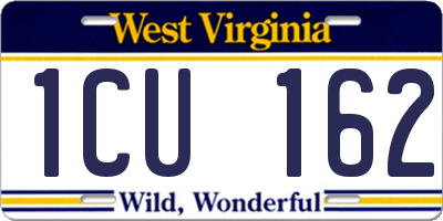 WV license plate 1CU162