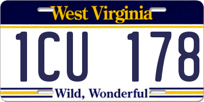 WV license plate 1CU178