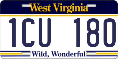 WV license plate 1CU180