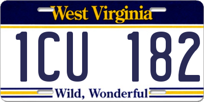 WV license plate 1CU182