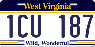 WV license plate 1CU187
