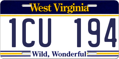 WV license plate 1CU194