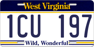 WV license plate 1CU197