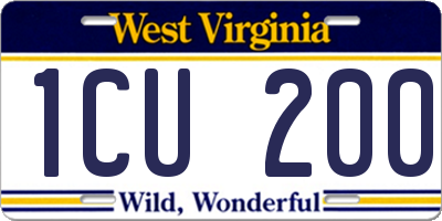 WV license plate 1CU200
