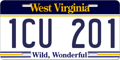 WV license plate 1CU201