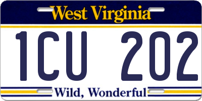 WV license plate 1CU202