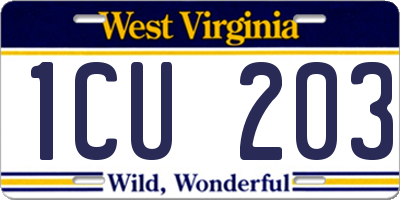 WV license plate 1CU203
