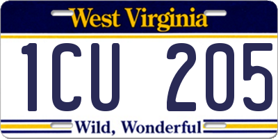 WV license plate 1CU205