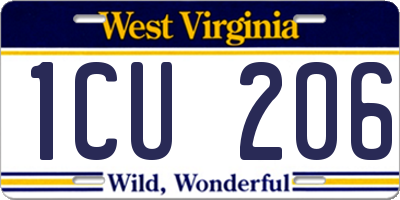 WV license plate 1CU206