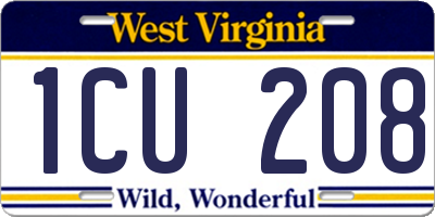 WV license plate 1CU208