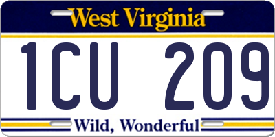 WV license plate 1CU209