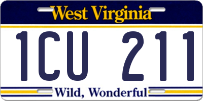 WV license plate 1CU211