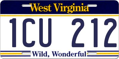 WV license plate 1CU212
