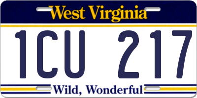 WV license plate 1CU217