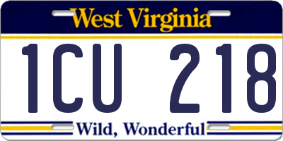 WV license plate 1CU218