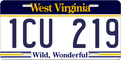 WV license plate 1CU219