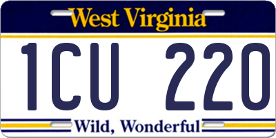 WV license plate 1CU220