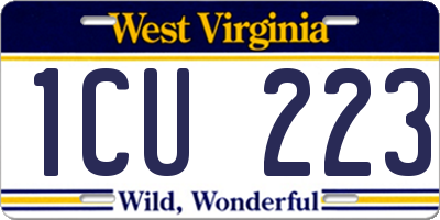 WV license plate 1CU223