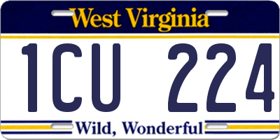 WV license plate 1CU224