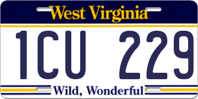 WV license plate 1CU229