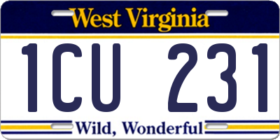 WV license plate 1CU231