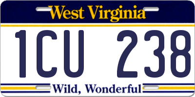 WV license plate 1CU238