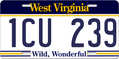 WV license plate 1CU239