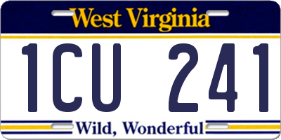 WV license plate 1CU241