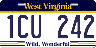 WV license plate 1CU242