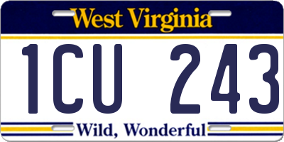 WV license plate 1CU243