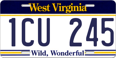 WV license plate 1CU245
