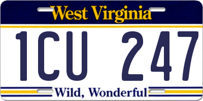 WV license plate 1CU247