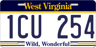 WV license plate 1CU254